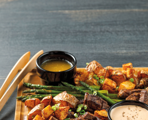 Planche steak-patates et beurre à l’ail